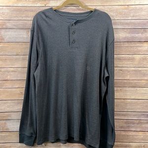 Saddlebred Charcoal Heather Blue/Gray Henley- Size L- NWT